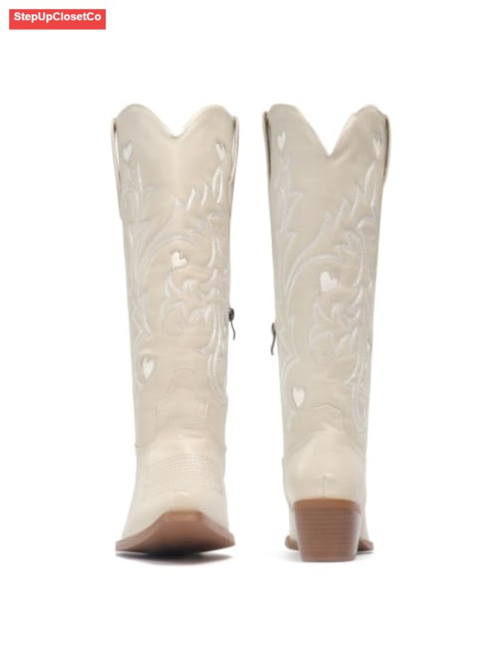 Embroidered Knee High Cowgirl Boots Chunky Heel Pointed Toe Women Western - Picture 5 of 6